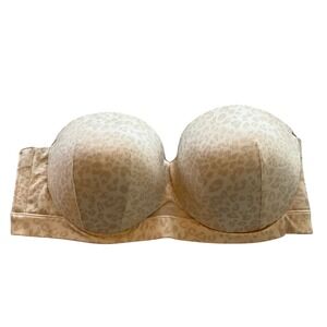 Cacique Strapless Leopard Print‎ Bra 38DD Underwire Padded Convertible